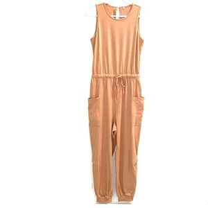 Tan sleeveless Jumpsuit with pockets